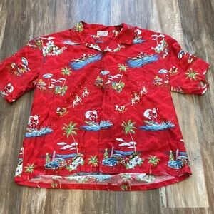 Vibrant Red Men's Hawaiian Button Down Shirt